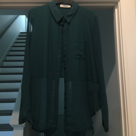 Long Sleeve Sheer Button Up Top - Picture 1 of 1